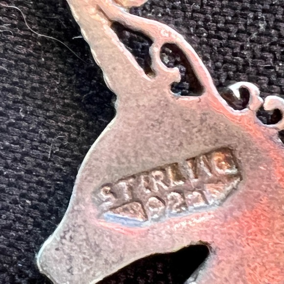 silver earrings, unicorn.  They are stamped 925. Worn a few times, like new. - Picture 4 of 4